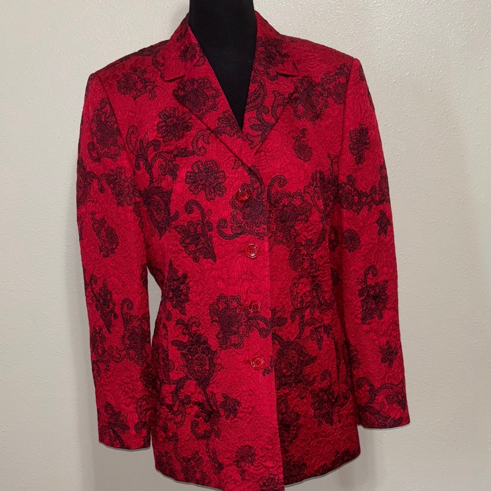 Basler Red and Black Floral Blazer - US Sz 12